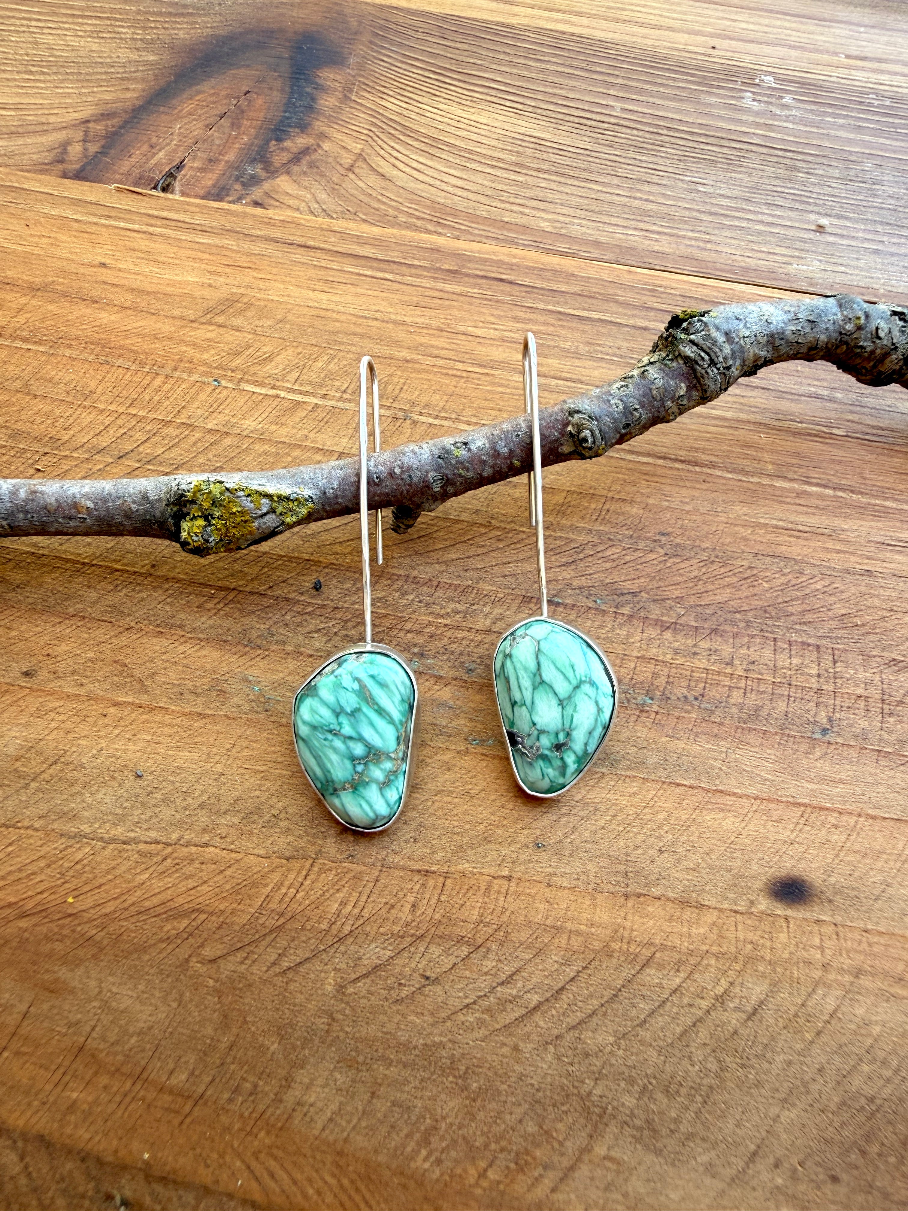 Drop Earrings - Broken Arrow Turquoise No. 131